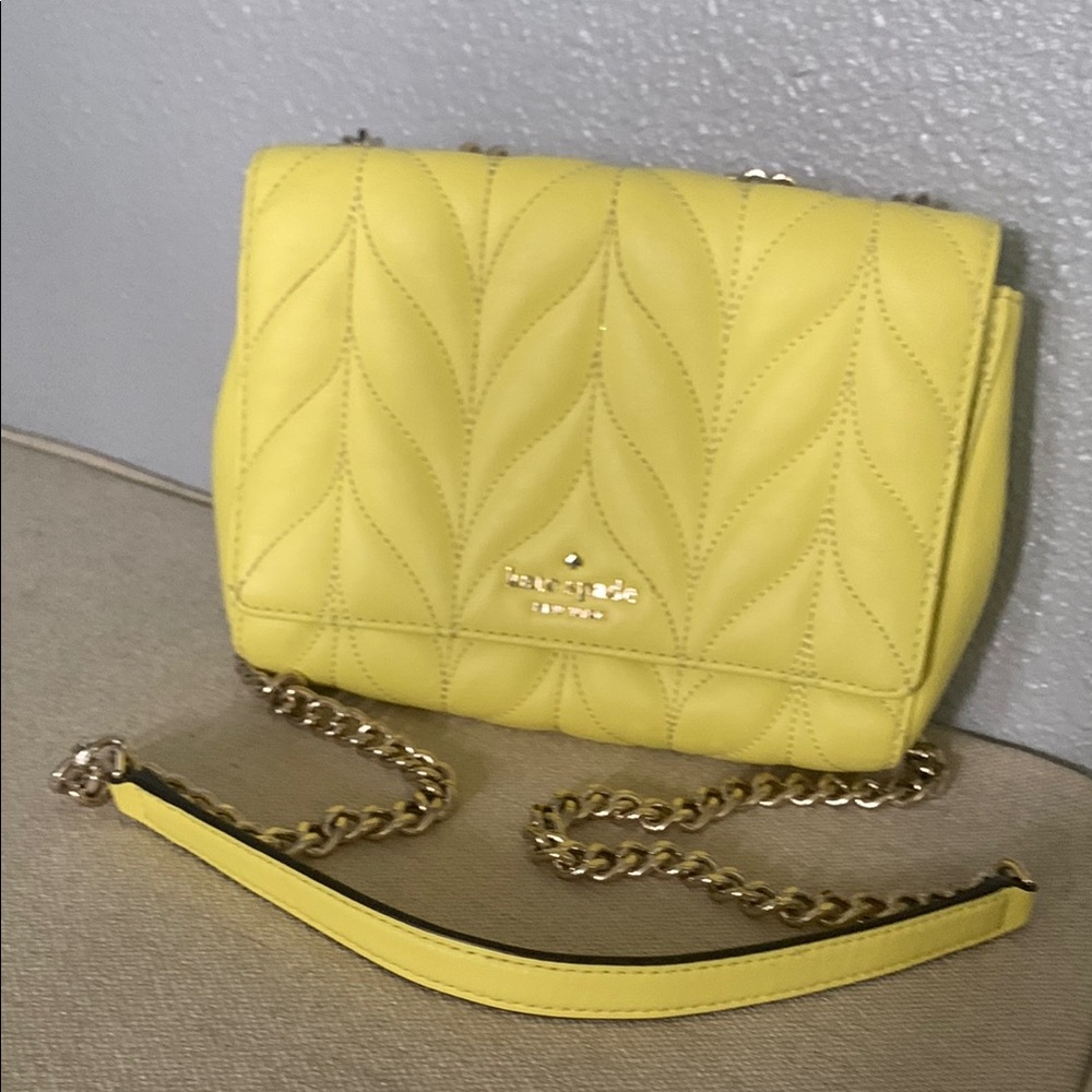 Kate Spade Yellow Quilted Crossbody Bag w/chain strap